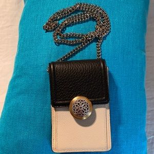 Brighton Cross Bag - Black & White - Silver chain